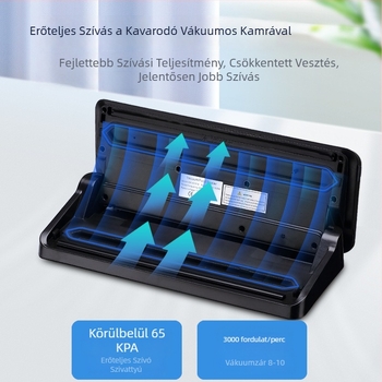 A-1918 vákuumzáró gép, 100W, 110-240V, kapacitás 500-1000 ml, ABS + edzett üveg, funkciók: vákuum és műanyag zár