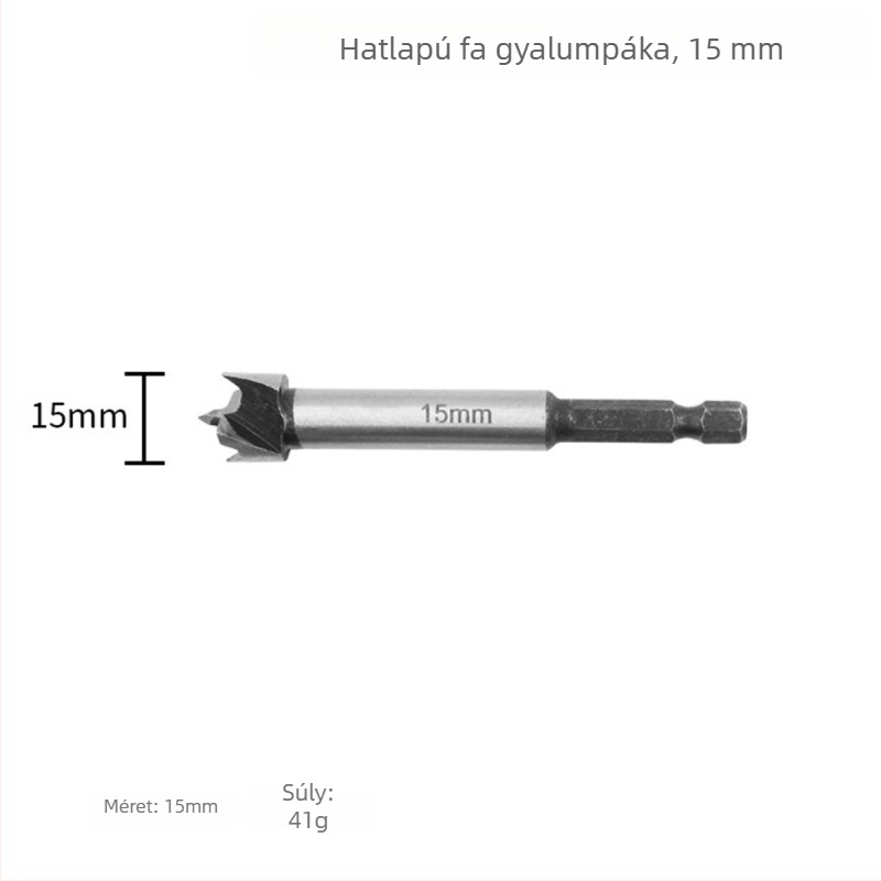 Hexagonális szárú fúró, fa- és műanyaghoz, ajtózsanér furatokhoz