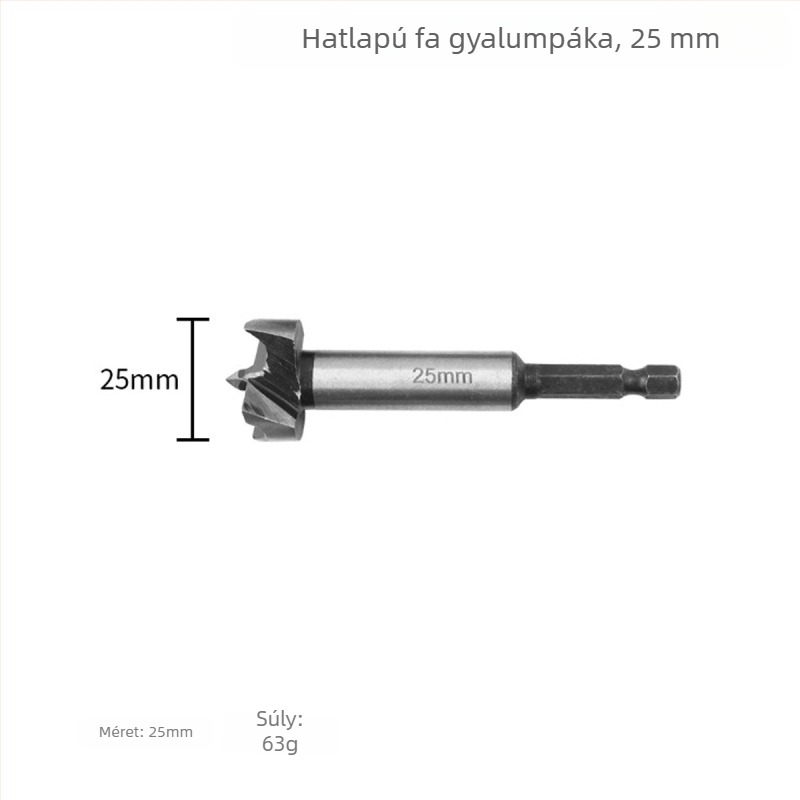 Hexagonális szárú fúró, fa- és műanyaghoz, ajtózsanér furatokhoz
