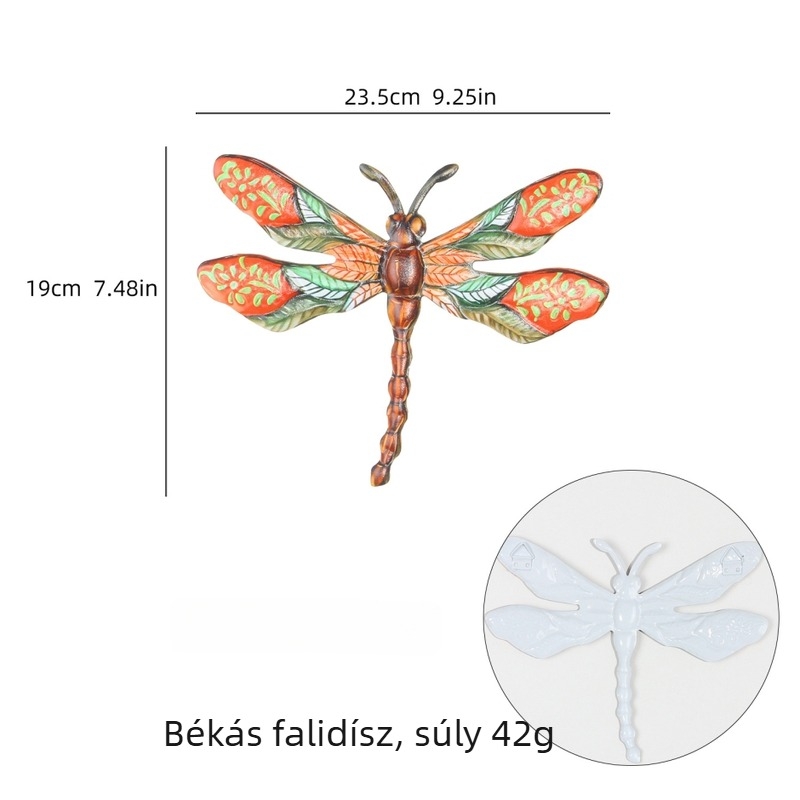 Dragonfly kovácsolt vasalat falidísz — dekoráció kertre és otthonra (Anyag: vas; Kategória: kovácsolt vas falidísz; Alkalmazás: univerzális, kert, beltéri és kültéri)