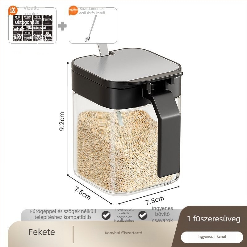 Rozsdamentes acélból készült fűszertartó polc fedővel — falra szerelhető vagy álló, modern minimál stílusú