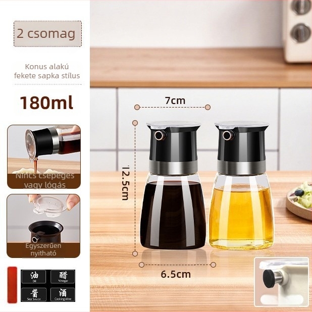 Olajtartó üveg csöpögésmentes fedéllel – élelmiszer-minőségű üveg, márka aileyou, modern minimalista stílus