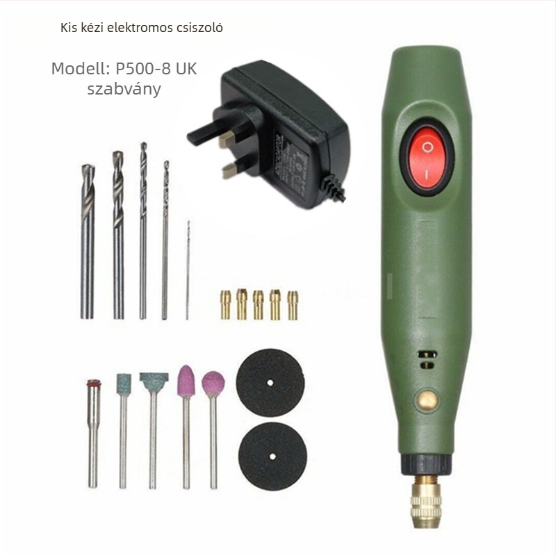 Mini elektromos gravírozó toll P500-8, hálózati tápegység, 110–220 V, állandó sebesség, 0,95 m kábel, tömeg 0,21 kg