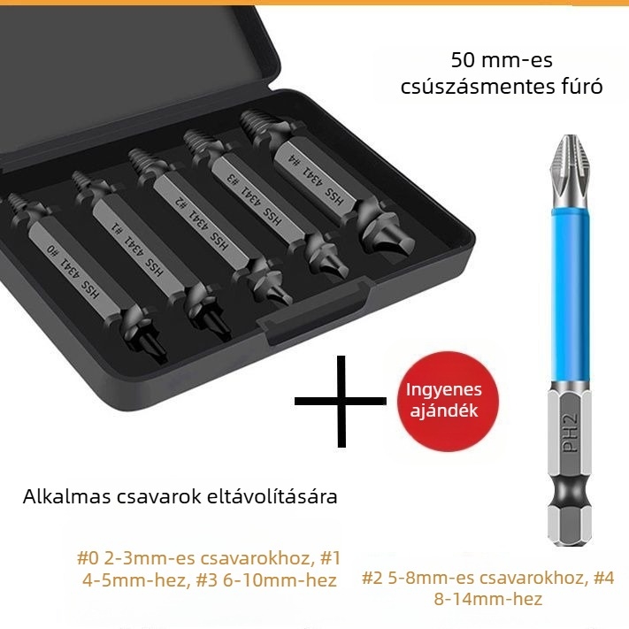 Univerzális csavar-kinyitó és menet eszköz: törött menet eltávolítása, menetvágó és menet eltávolító (Brand: Unique)
