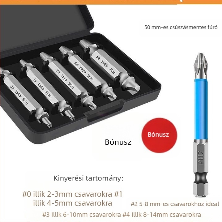Univerzális csavar-kinyitó és menet eszköz: törött menet eltávolítása, menetvágó és menet eltávolító (Brand: Unique)