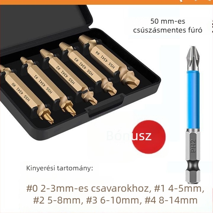 Univerzális csavar-kinyitó és menet eszköz: törött menet eltávolítása, menetvágó és menet eltávolító (Brand: Unique)