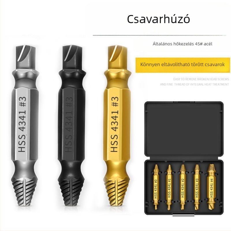 Univerzális csavar-kinyitó és menet eszköz: törött menet eltávolítása, menetvágó és menet eltávolító (Brand: Unique)