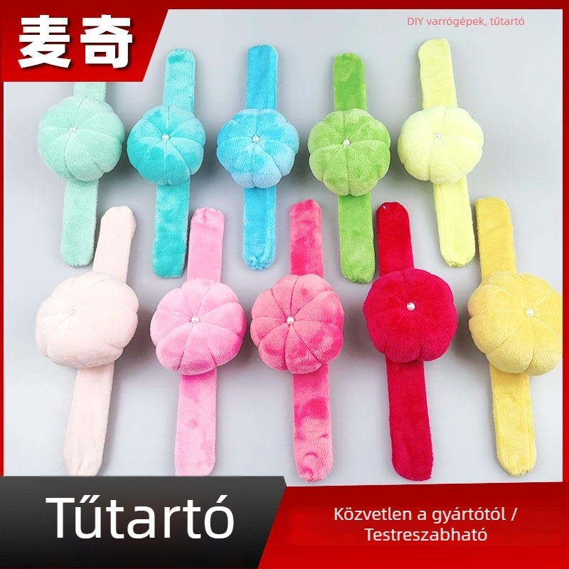 Tűtartó tok állítható csuklópánttal, álló kialakítás, kézzel készített DIY, poliészter, kb. 39 g