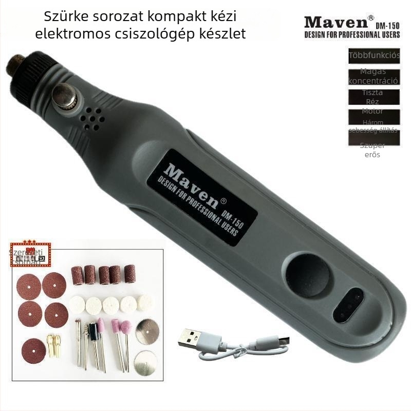 MAVEN Mini vezeték nélküli kézi elektromos csiszoló a jade gravírozásához és polírozásához – Újratölthető Li-ion akkumulátor, 5V, USB kábellel, tömeg 0.139 kg