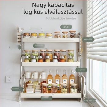 Konyhai fűszerrács – Többszintes, Többfunkciós, Szénacél, Modern minimalista stílus