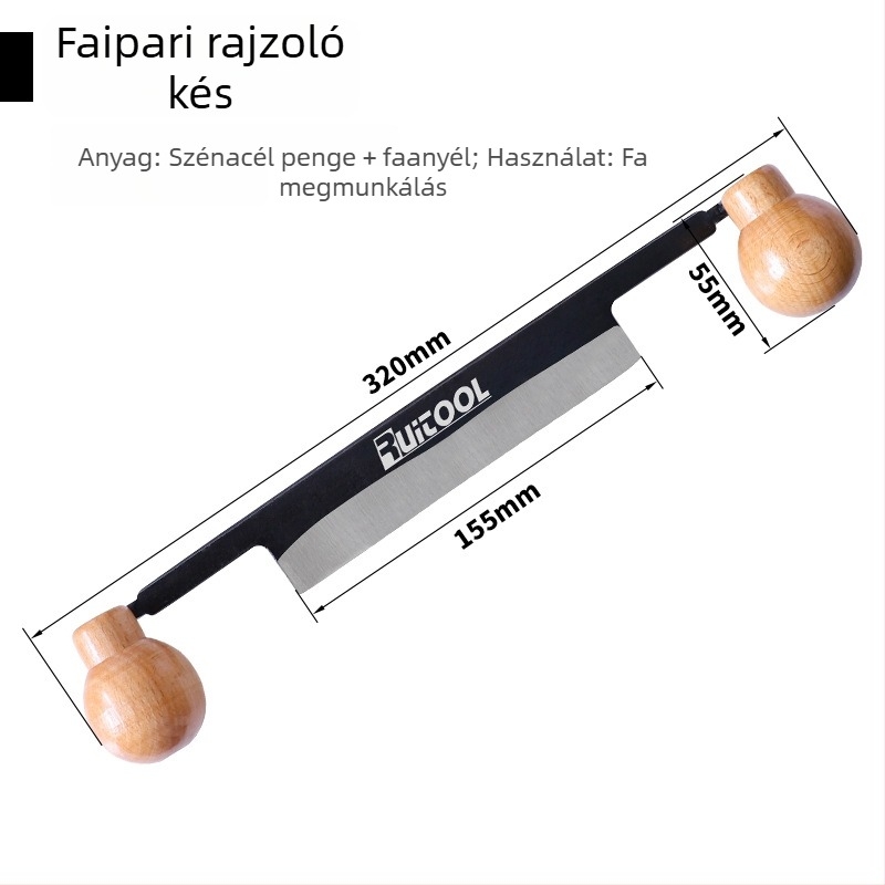 RUITOOL Draw Knife, kétkezes faragókés, egyenes él, alkalmas sík planírozásra
