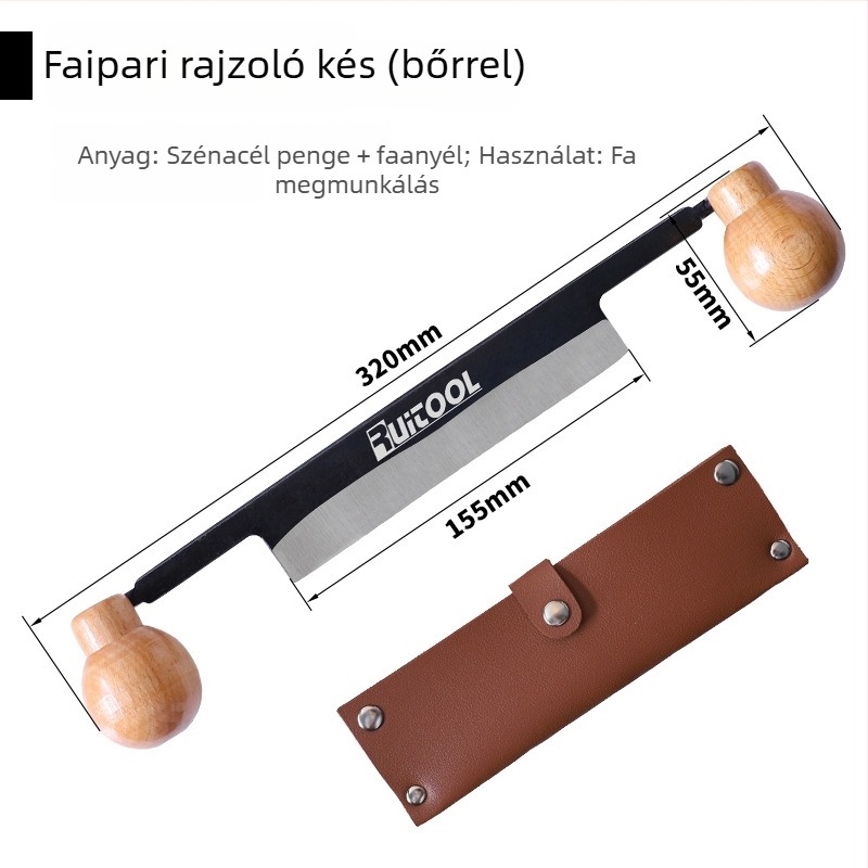 RUITOOL Draw Knife, kétkezes faragókés, egyenes él, alkalmas sík planírozásra
