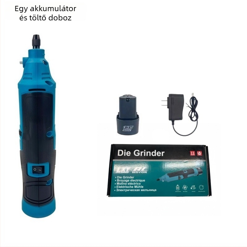 12V-os akkumulátoros, brushless kézi egyenes csiszoló gravírozáshoz és csiszoláshoz, 6 sebességfokozat, nagy teljesítmény