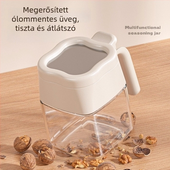 Konyhai fűszertartó készlet: só- és MSG-üvegek, olajos üveg és fűszeradagoló