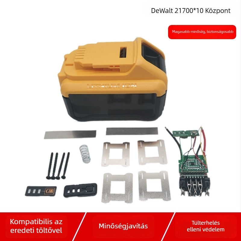 Szénacél akkumulátor-ház anyaga Li-szerszámokhoz, lemezhez tartozó hardveres kiegészítőkkel.