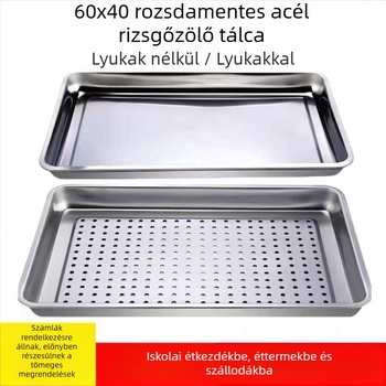 304 rozsdamentes acél négyszögletes tálca, nagy kapacitású sütő- és pároló tálca, perforált, vastagított kialakítás