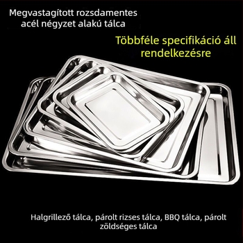 304 rozsdamentes acél négyszögletes tányér és téglalap alakú tál barbecuehoz, kereskedelmi felhasználásra