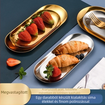 Ovális rozsdamentes acél matt felületű tál – Többfunkciós ékszer- és sütőtál, desszert és snack tál