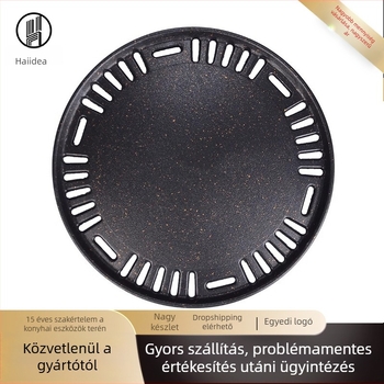 Koreai stílusú barbecue tál, többfunkcionális Maifan-kő serpenyő, tapadásmentes, füstmentes, kerek