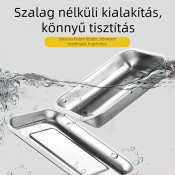 Rozsdamentes acél négyzetes tál, nagy kapacitású éttermi/konyhai tál, logó nyomtatásának lehetősége