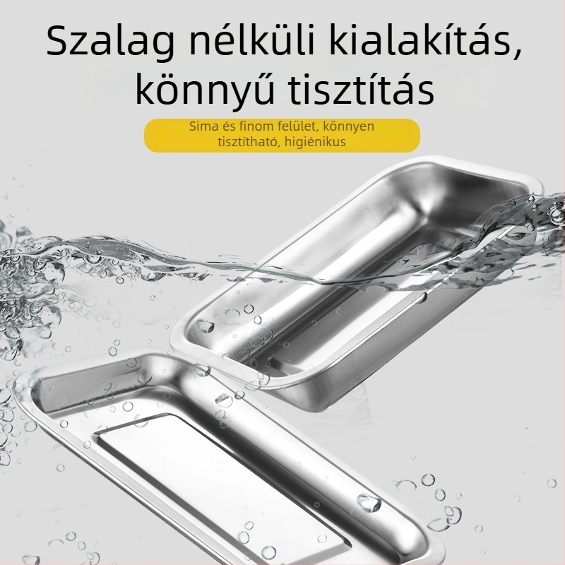 Rozsdamentes acél négyzetes tál, nagy kapacitású éttermi/konyhai tál, logó nyomtatásának lehetősége