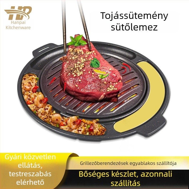 Koreai stílusú faszenes grill serpenyő, tapadásmentes, professzionális használatra, sokoldalú tojásos sütemény és barbecue tál