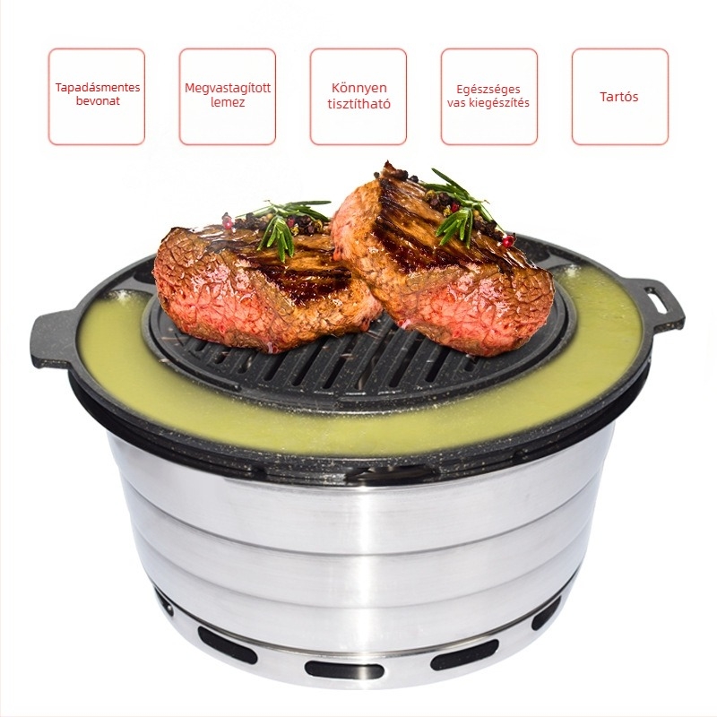 Koreai stílusú faszenes grill serpenyő, tapadásmentes, professzionális használatra, sokoldalú tojásos sütemény és barbecue tál