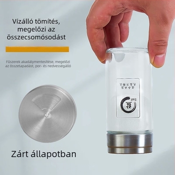 Bluespace üveges fűszerkészlet: bors, só és MSG — modern letisztult stílus, tartályok a szilárd fűszerekhez, logó nyomtatása lehetséges