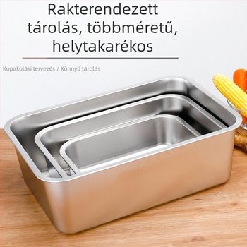 Rozsdamentes acél négyszögletes mélytál, 201-es minőség, sima felület, új kínai stílus