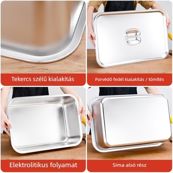 Rozsdamentes acél négyszögletes mélytál, 201-es minőség, sima felület, új kínai stílus
