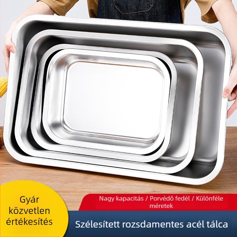Rozsdamentes acél négyszögletes mélytál, 201-es minőség, sima felület, új kínai stílus