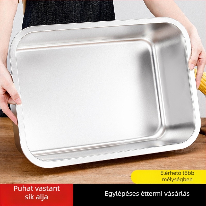 Rozsdamentes acél négyszögletes mélytál, 201-es minőség, sima felület, új kínai stílus
