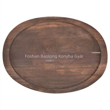 Baolong Kitchenware öntöttvas sütő- és serpenyő ovális fa alapú talppal, kereskedelmi kültéri használatra