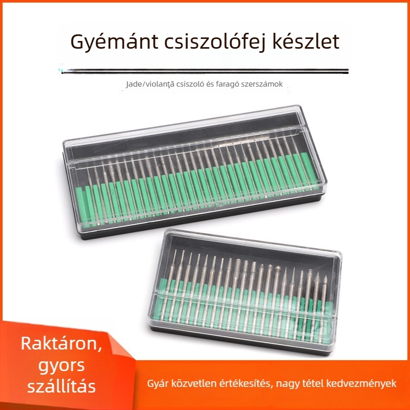 Fúró- és csiszolófejek készlet freziához: csiszolófej emery ötvözetből, gyémánt csiszolófej, forgó reszelő, marófej, csiszoló készlet