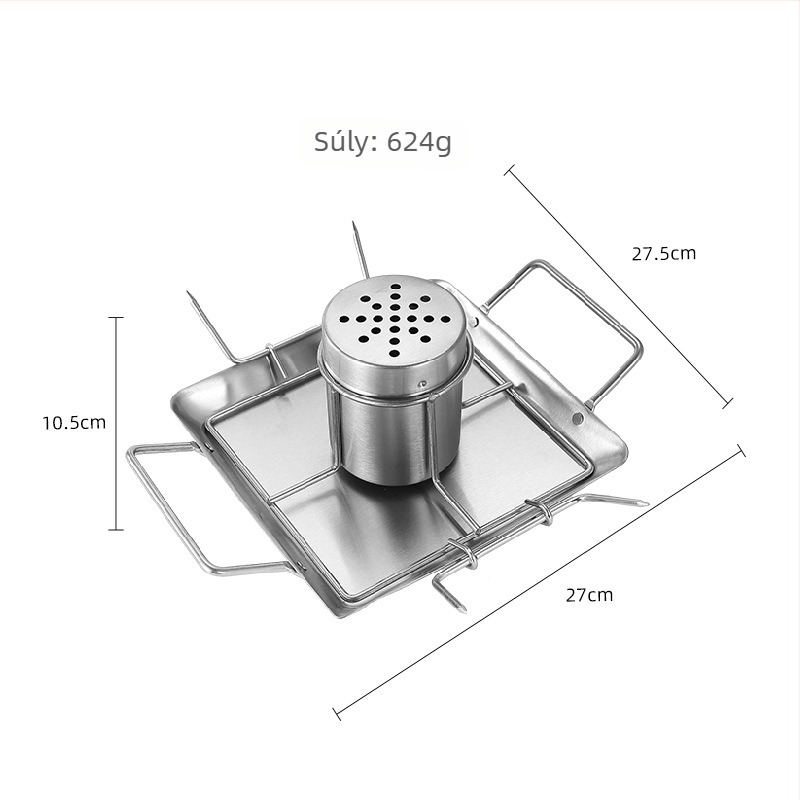 Rozsdamentes acélból készült összecsukható grillrács csirke- és pulyka számára, hordozható, négyzetes forma, 624 g