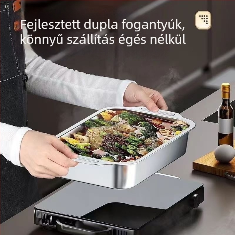 Élelmiszer-minőségű 316 rozsdamentes acél halas grilllap, négyzet alakú, összecsukható, elektroforezissel felületkezelt