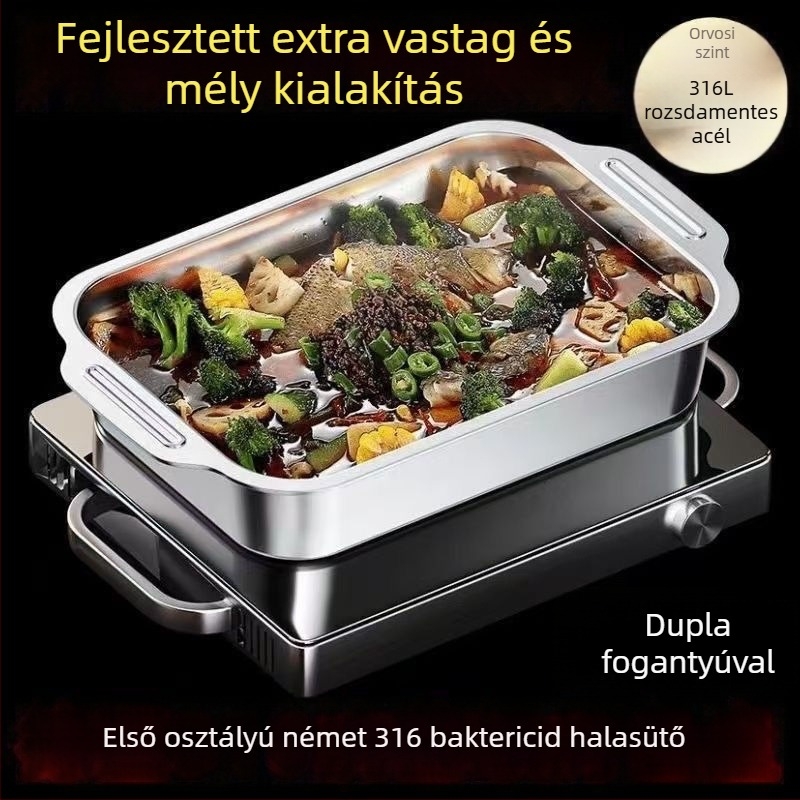 Élelmiszer-minőségű 316 rozsdamentes acél halas grilllap, négyzet alakú, összecsukható, elektroforezissel felületkezelt