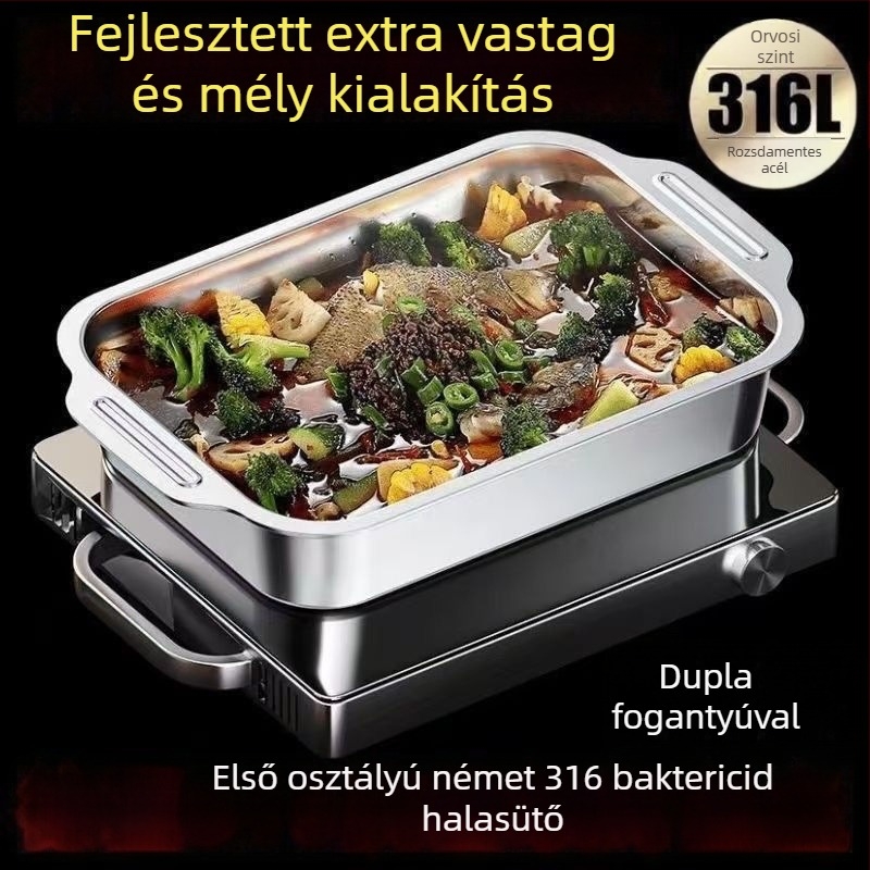 Élelmiszer-minőségű 316 rozsdamentes acél halas grilllap, négyzet alakú, összecsukható, elektroforezissel felületkezelt