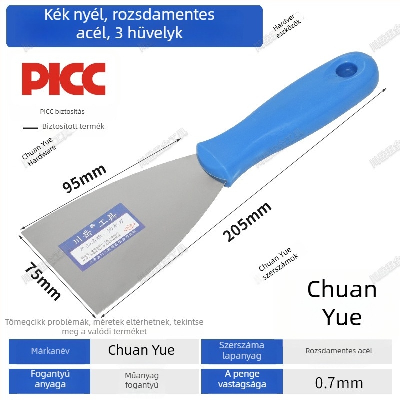 Chuanyue glettvas készlet: glettvas, kaparó, kis simítókanál és tömítő eszköz