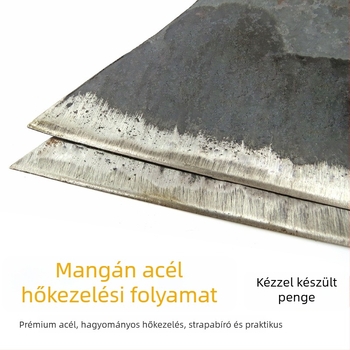 Fallapát fából készült nyéllel, hosszított, nehéz pengével mangán acélból, otthoni dekorációhoz