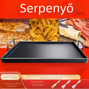 Teppanyaki grill tálca – vasból, négyszögletes, összehajtható, otthoni és professzionális használatra