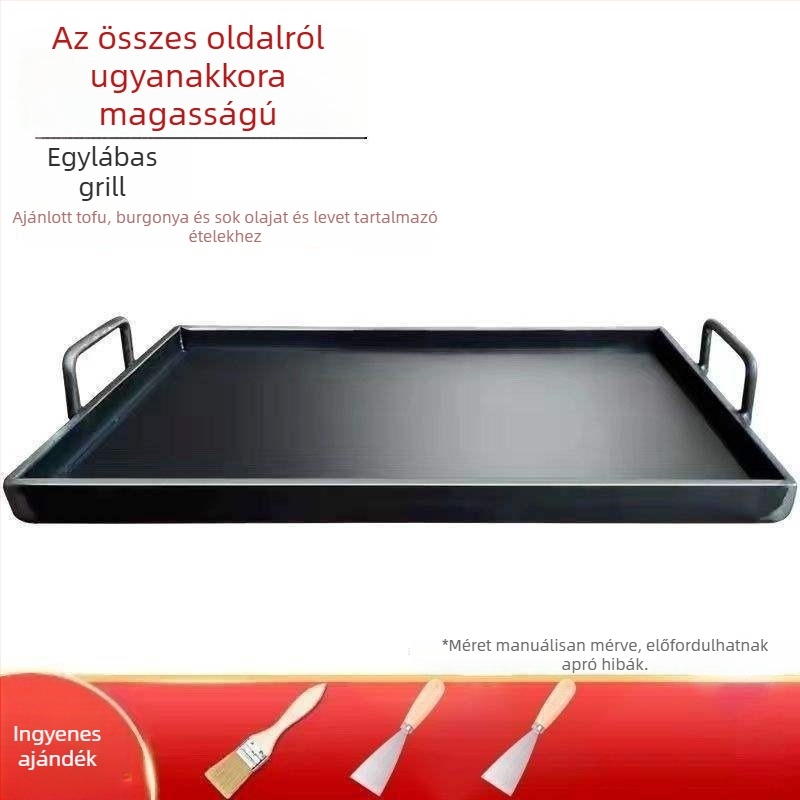Teppanyaki grill tálca – vasból, négyszögletes, összehajtható, otthoni és professzionális használatra
