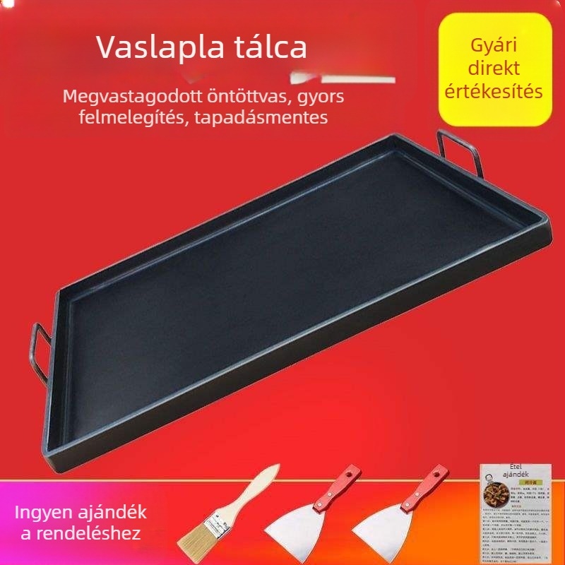 Teppanyaki grill tálca – vasból, négyszögletes, összehajtható, otthoni és professzionális használatra