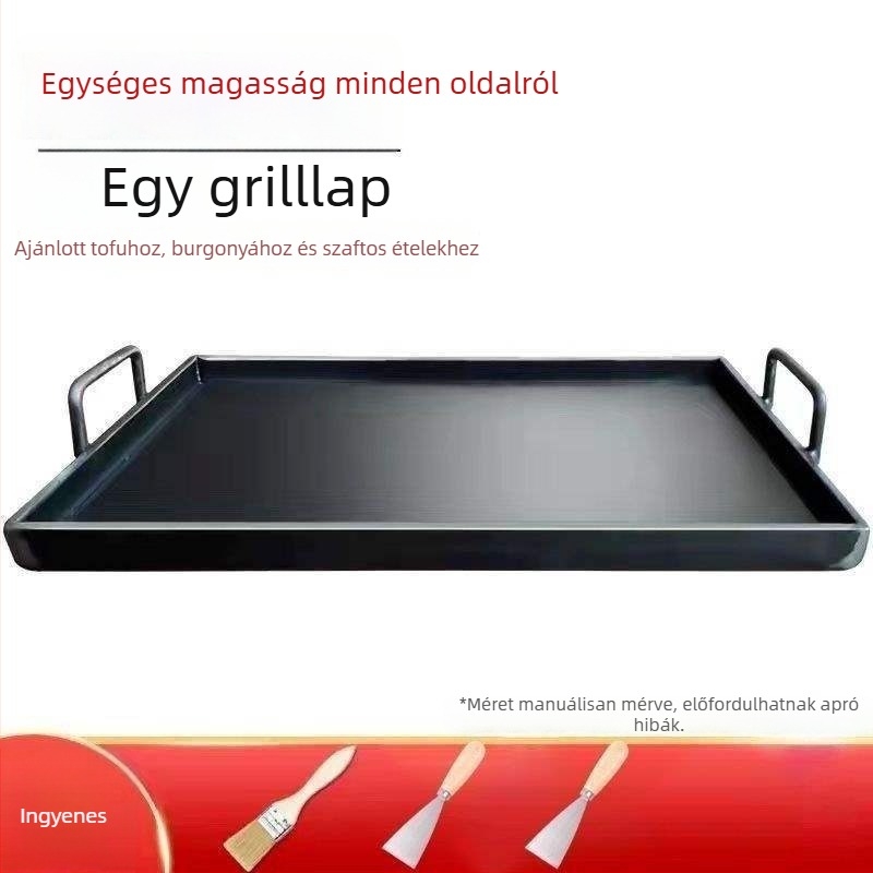 Teppanyaki grill tálca – vasból, négyszögletes, összehajtható, otthoni és professzionális használatra