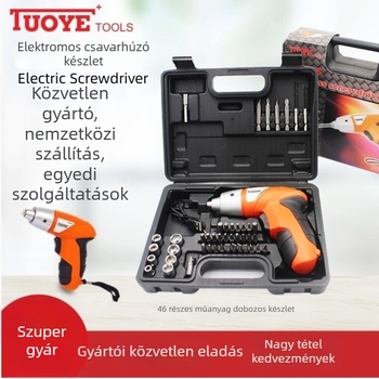 TUOYE Mini újratölthető kefés motoros elektromos csavarhúzó és pisztolyfúró készlet, DC ≤ 48V, előre/hátra