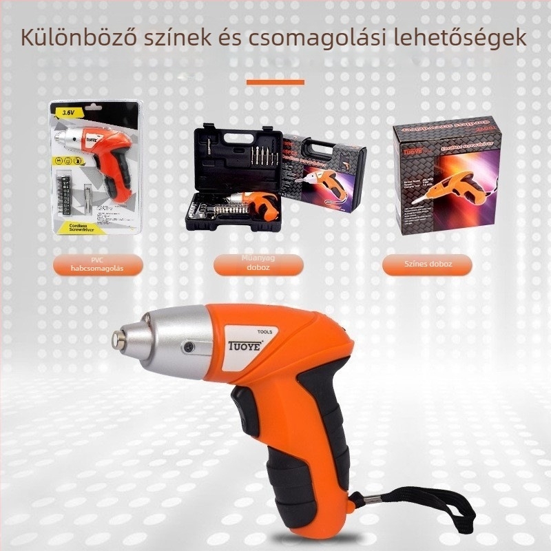 TUOYE Mini újratölthető kefés motoros elektromos csavarhúzó és pisztolyfúró készlet, DC ≤ 48V, előre/hátra