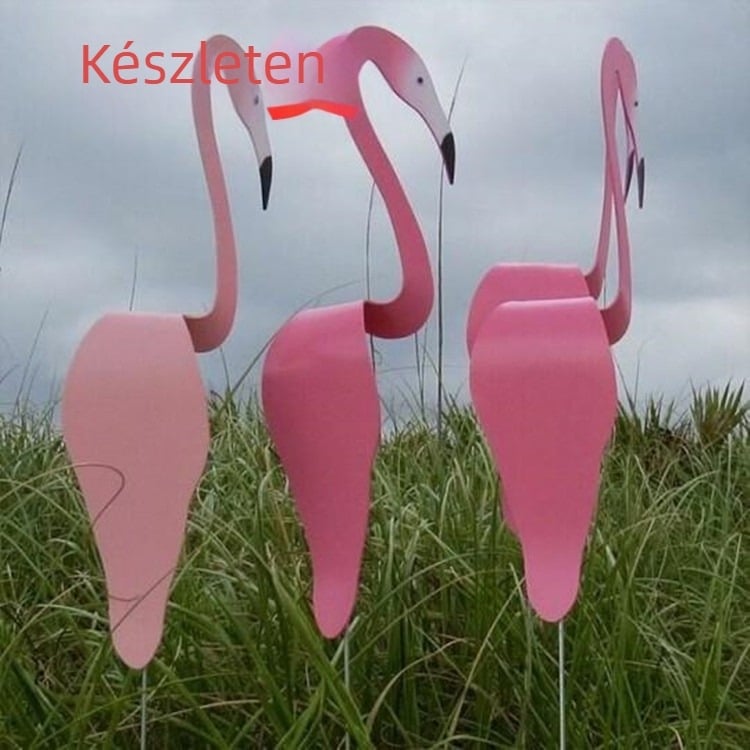 Flamingó kerti dísz – fém, modern stílusú, forgó szélkakas a kertbe