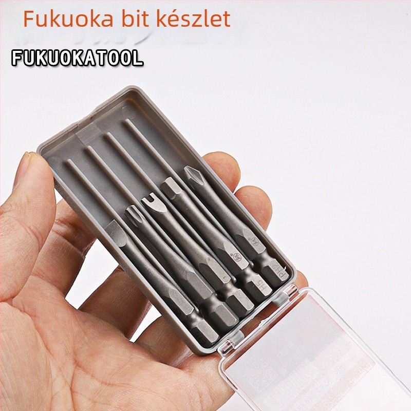 5 darabos csavarhúzóbit készlet, öt különböző csavarfej típussal, S2 szerszámacélból, nem szigetelt, csavarok meghúzására