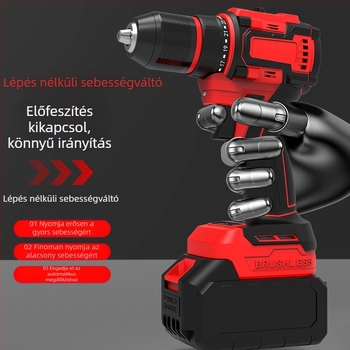 Guofan Brushless vezeték nélküli fúró‑csavarozó, Li‑ion 18–21V, pisztolymarkolat, állandó sebesség, csavarozáshoz és fém- vagy betonfúráshoz