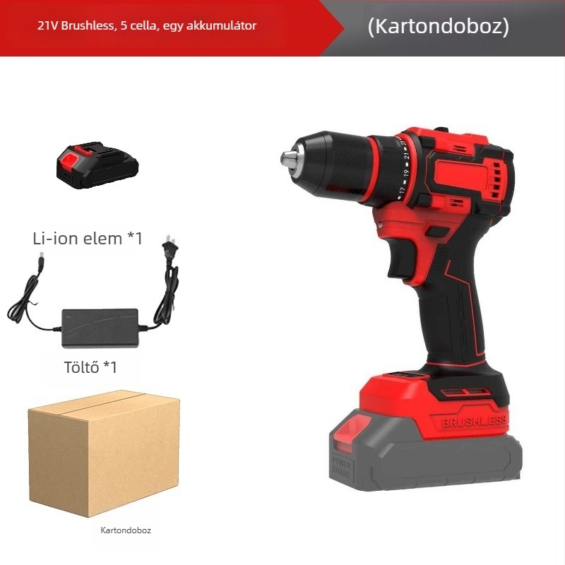 Guofan Brushless vezeték nélküli fúró‑csavarozó, Li‑ion 18–21V, pisztolymarkolat, állandó sebesség, csavarozáshoz és fém- vagy betonfúráshoz